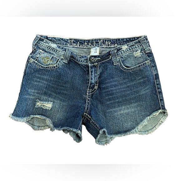 Industrial Cotton Womens size 11 Cut off Denim shorts Scalloped Hem - Picture 1 of 7